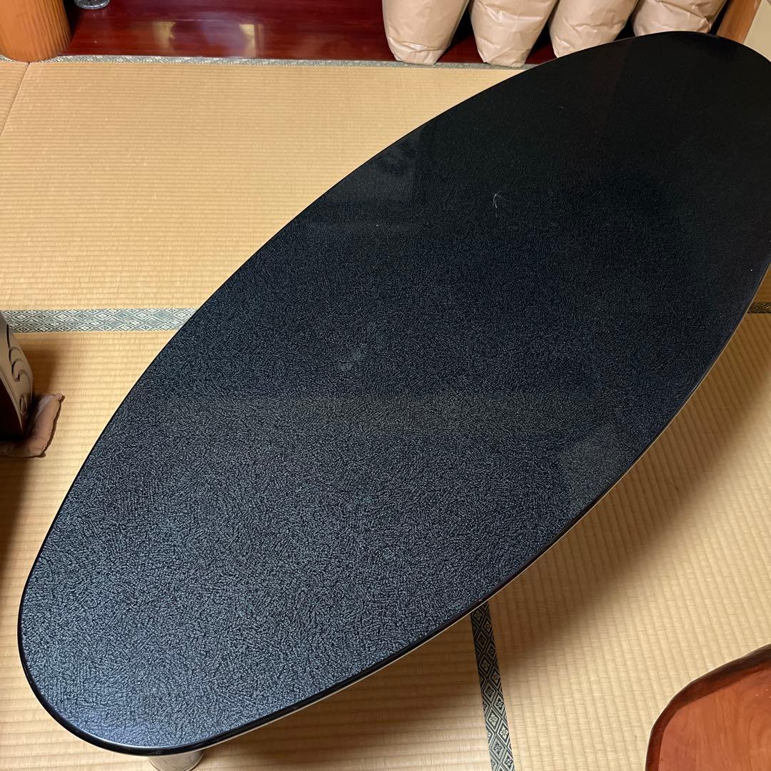 黒い楕円形テーブル 大きめ 河口家具製作所 ダイニングテーブル 単品 180cm 4人 6人 タモ突板