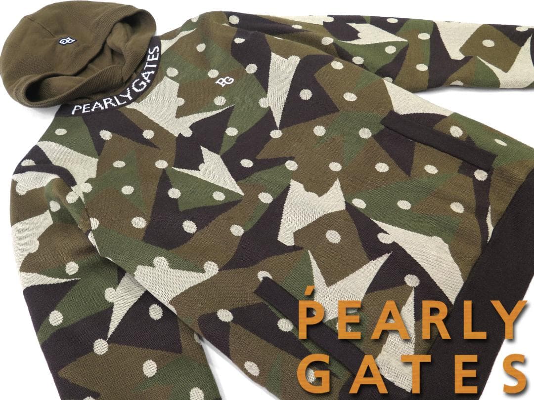 【専用】パーリーゲイツ●インナーニット付き　カシミヤタッチ　ニットプルオーバーM 12G部分ジャガードカシミヤタッチコットンハイネックニットプル