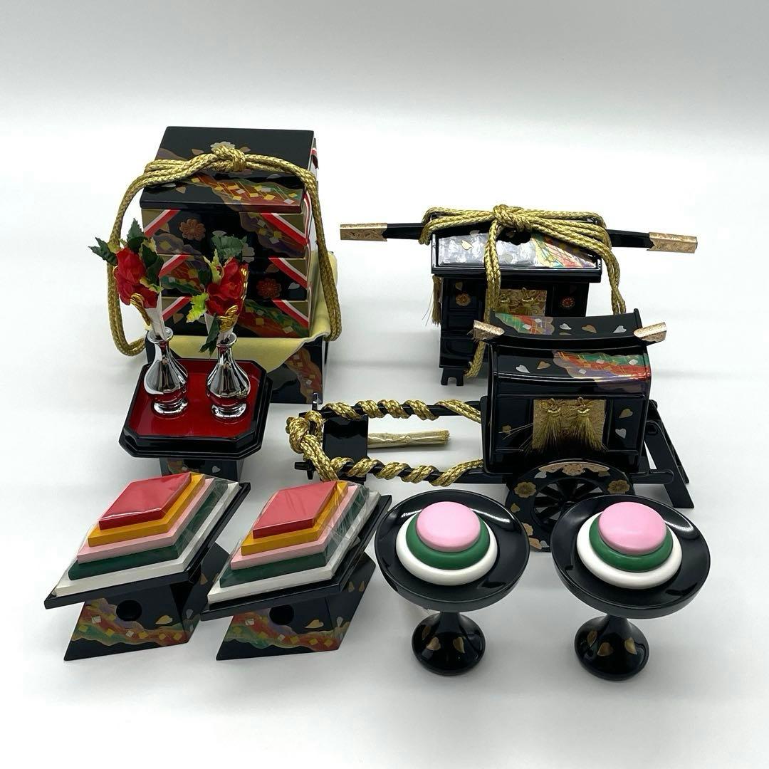 雛人形　桃の節句　雛道具　吟翠 雛祭り 桃の節句／雛の彩飾り 木目込 七品セット／ 雛人形 小道具 小物