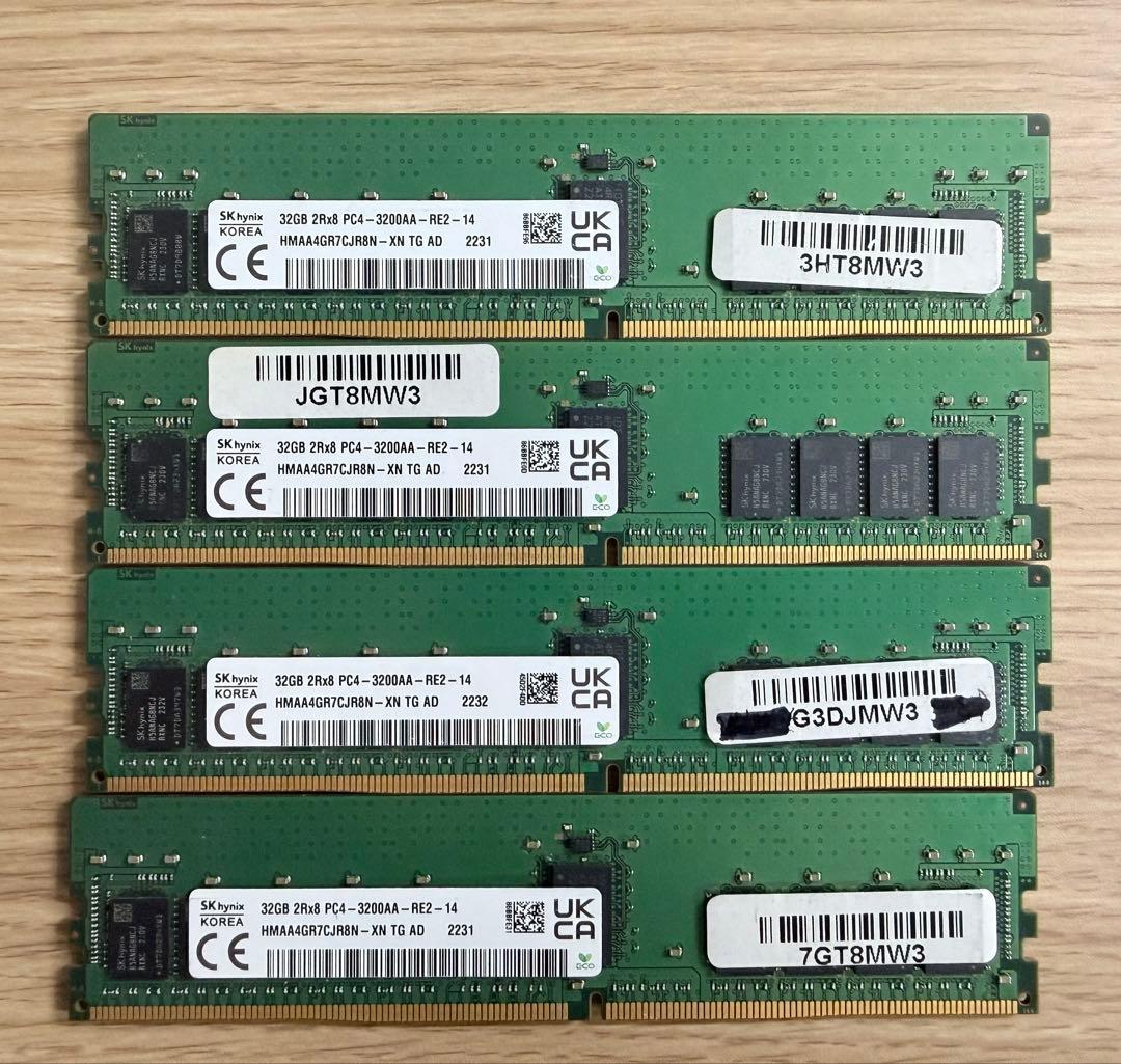 SK hynix DDR4-3200 ECC 32GB x4枚【サーバー用】 SK hynix DDR4-3200 ECC 32GB x4枚【サーバー用】 SK hynix DDR4-3200